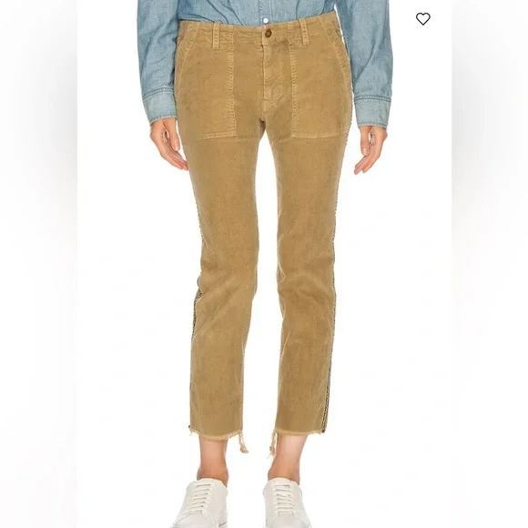 NILI LOTAN Jenna Corduroy Pant With Tape Mossy Gold 8 - Picture 6 of 11